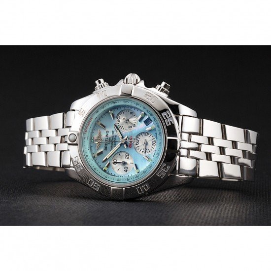 Breitling Chronomat Quartz Light Blue Dial Stainless Steel Case And Bracelet