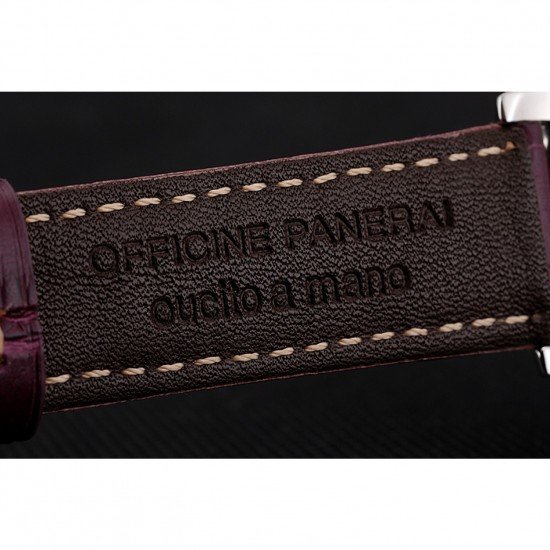 Panerai Radiomir 8 Days Chronograph Black Dial Stainless Steel Case Plum Leather Strap 1453795