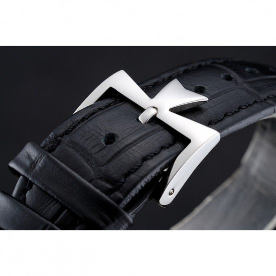 Vacheron Constantin Traditionnelle Tourbillon Black Dial Silver Case Black Leather Bracelet 1454063