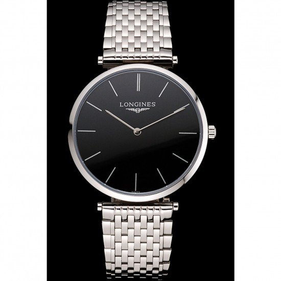 Swiss Longines Grande Classique Black Dial Stainless Steel Case And Bracelet