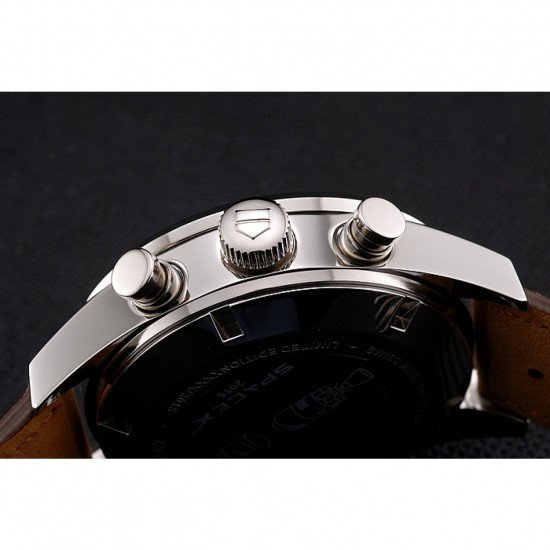 Tag Heuer Carrera SpaceX Silver Bezel with Black Dial and Light Brown Leather Strap tag264 621535