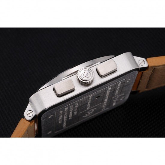 Bell and Ross BR 03-94 Black Dial Silver Case Brown Leather Strap