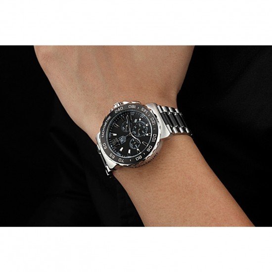 Tag Heuer Formula 1 Chronograph Black Dial Black Bezel Two Tone Stainless Steel Band 622412