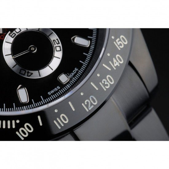 Rolex Daytona Black Ion Plated Tachymeter Black Stainless Steel Strap Black Dial 80247