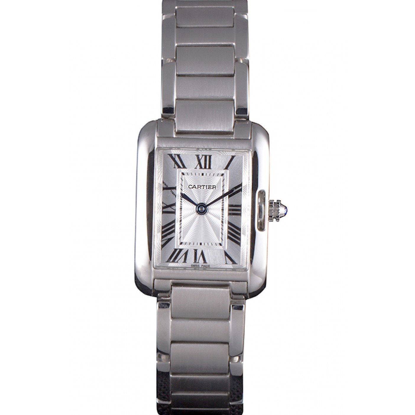 Cartier Tank Anglaise 23mm Silver Dial Stainless Steel Case And Bracelet