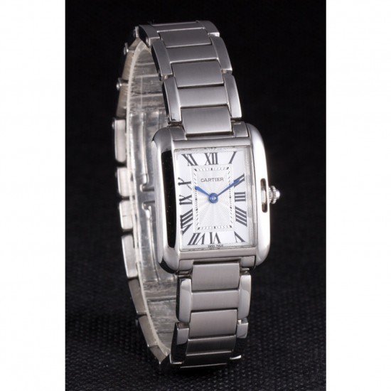 Cartier Tank Anglaise 23mm Silver Dial Stainless Steel Case And Bracelet