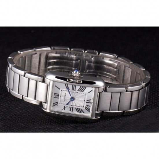 Cartier Tank Anglaise 23mm Silver Dial Stainless Steel Case And Bracelet