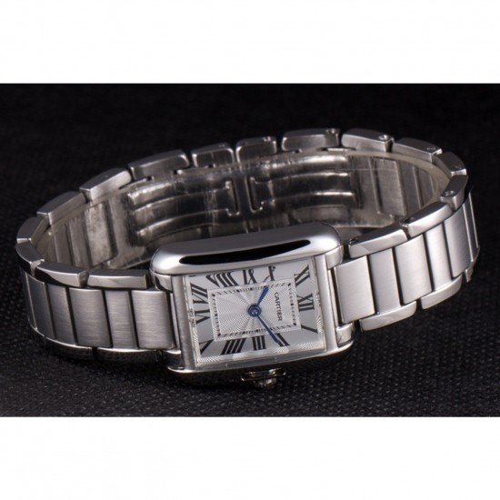 Cartier Tank Anglaise 23mm Silver Dial Stainless Steel Case And Bracelet