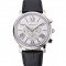 Cartier Rotonde Chronograph White Dial Stainless Steel Case Black Leather Strap