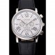 Cartier Rotonde Chronograph White Dial Stainless Steel Case Black Leather Strap