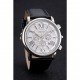 Cartier Rotonde Chronograph White Dial Stainless Steel Case Black Leather Strap
