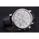 Cartier Rotonde Chronograph White Dial Stainless Steel Case Black Leather Strap