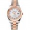 Swiss Rolex Datejust White Dial Rose Gold Bezel Stainless Steel Case Two Tone Bracelet