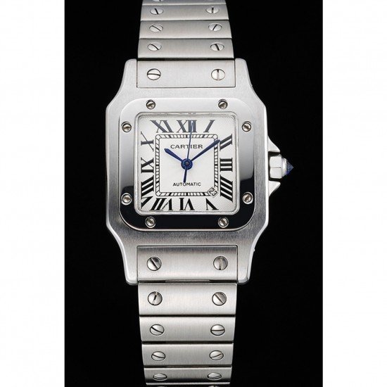 Swiss Cartier Santos White Dial Stainless Steel Case And Bracelet 622882