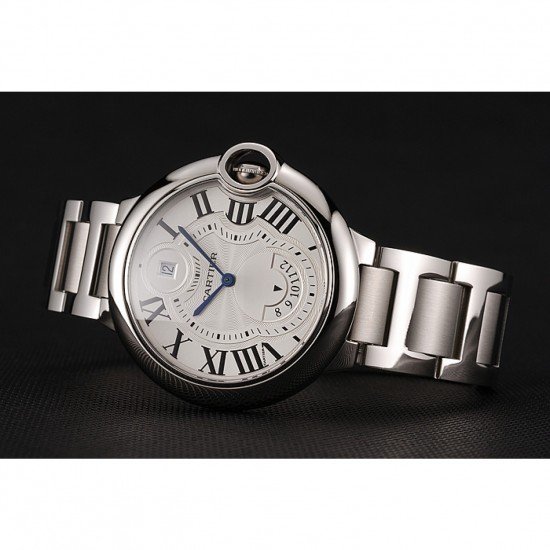 Swiss Cartier Ballon Bleu Two Timezone White Dial Stainless Steel Bracelet 1453879