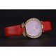 Omega Ladies Watch Pink Dial Gold Case With Diamonds Red Leather Strap 622831