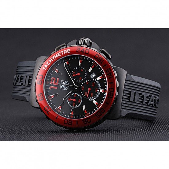 Tag Heuer Formula 1 Chronograph Black Dial Red Bezel Red Numerals 622407