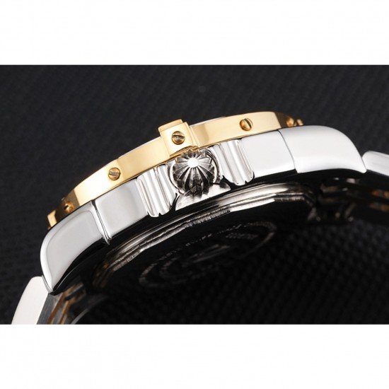 Breitling Colt Lady Black Dial Diamond Hour Marks Gold Bezel Stainless Steel Case Two Tone Bracelet