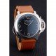 Panerai Radiomir Brushed Stainless Steel Case Black Dial Brown Leather Strap
