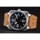Bell and Ross BR 01-94 Black Dial Silver Case Brown Leather Strap