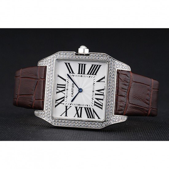 Cartier Santos 100 Diamond Silver Bezel 621926