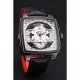Tag Heuer Monaco Black-Red Perforated Leather Strap White Dial 80307