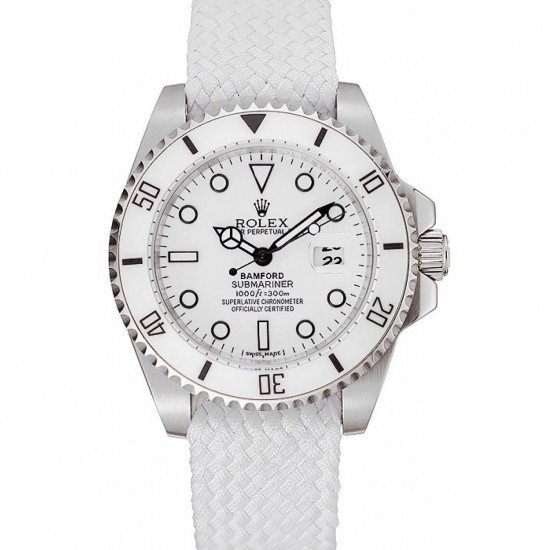 Rolex Submariner Bamford White Dial White Fabric Bracelet 1453867