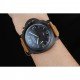 Panerai Luminor Black Ionized Stainless Steel Case Black Dial Brown Suede Leather Strap