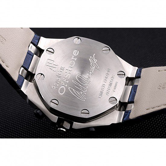 Swiss Audemars Piguet Royal Oak Offshore White Dial Stainless Steel Case Blue Leather Strap 622850