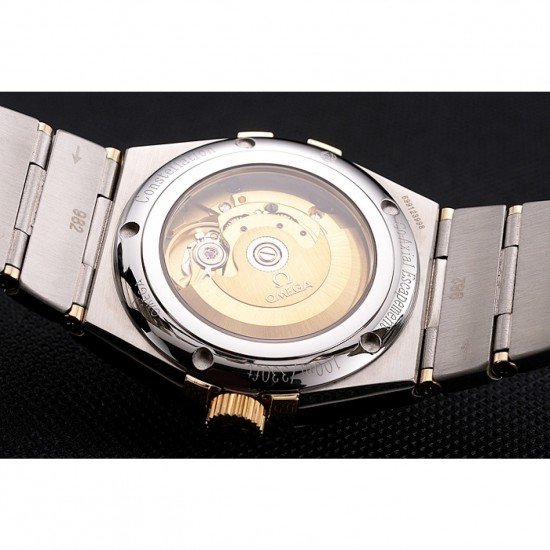 Swiss Omega Constellation White Dial Stainless Steel Case Gold Bezel Two Tone Bracelet