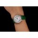 Cartier Ronde White Dial Diamond Bezel Stainless Steel Case Green Leather Strap