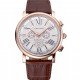 Cartier Rotonde Chronograph White Dial Rose Gold Case Brown Leather Strap