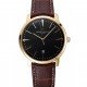 Swiss Vacheron Constantin Patrimony Black Dial Gold Case Brown Leather Bracelet 1454179