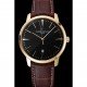 Swiss Vacheron Constantin Patrimony Black Dial Gold Case Brown Leather Bracelet 1454179