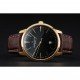 Swiss Vacheron Constantin Patrimony Black Dial Gold Case Brown Leather Bracelet 1454179