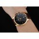 Swiss Vacheron Constantin Patrimony Black Dial Gold Case Brown Leather Bracelet 1454179