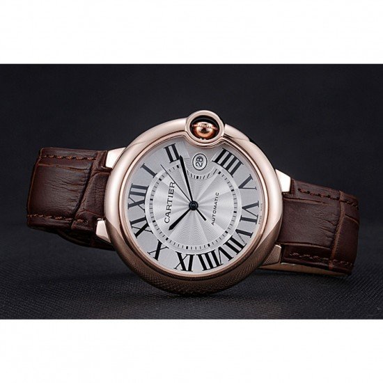 Swiss Cartier Ballon Bleu Brown Leather Bracelet 622064