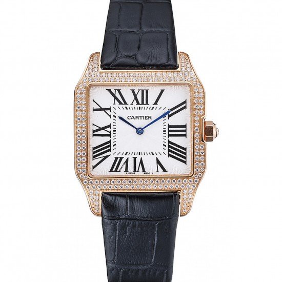 Cartier Santos 100 Diamond Rose Gold Bezel 621925