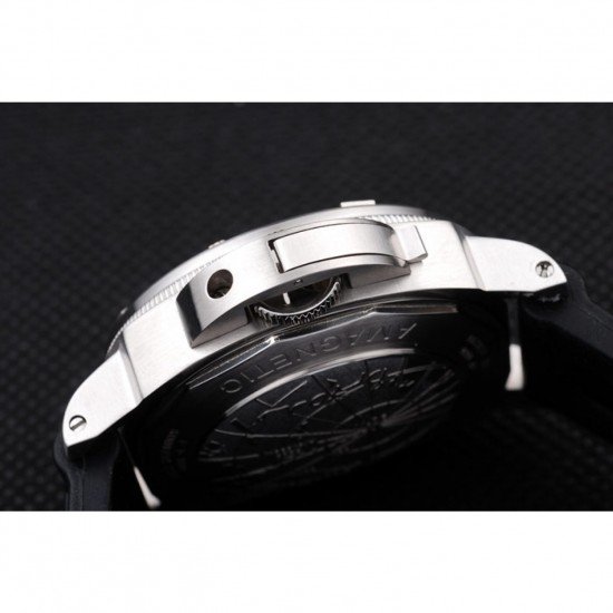 Panerai Luminor Brushed Stainless Steel Case Black Dial Black Rubber Strap 98163