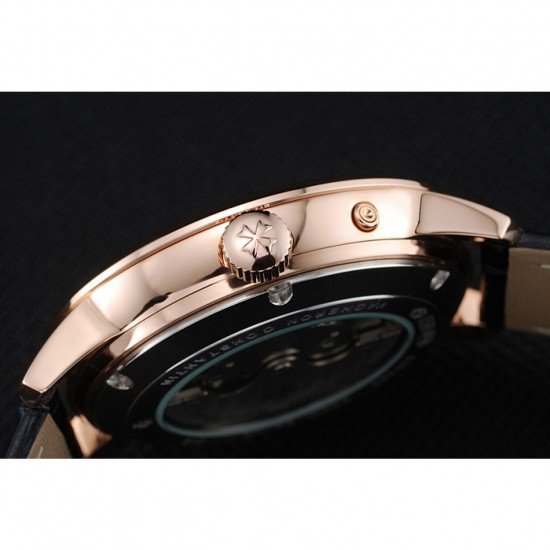 Vacheron Constantin Patrimony Power Reserve Black Dial Rose Gold Case Black Leather Bracelet 1454265
