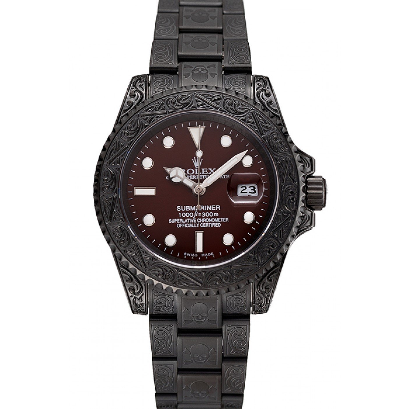 Rolex Submariner Skull Limited Edition Brown Dial All Black Case And Bracelet 1454075