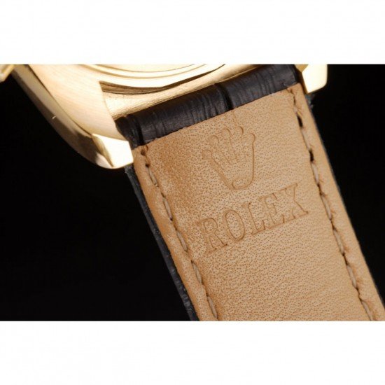 Rolex Daytona Gold Case Blue Dial Black Leather Strap