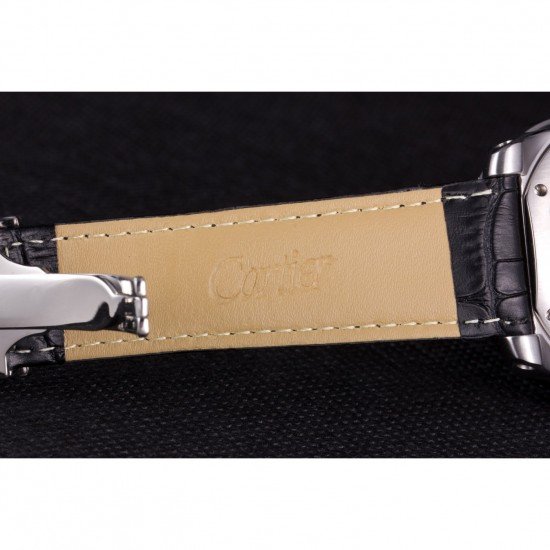 Cartier Calibre Flying Tourbillon White Dial Stainless Steel Case Black Leather Bracelet