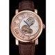 Cartier Rotonde De Cartier Flying Tourbillon White Dial Rose Gold Numerals Rose Gold Case Brown Leather Strap