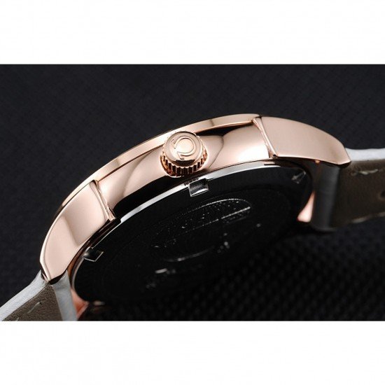 Omega DeVille Prestige White Dial Gold Diamond Case White Leather Bracelet 1454122