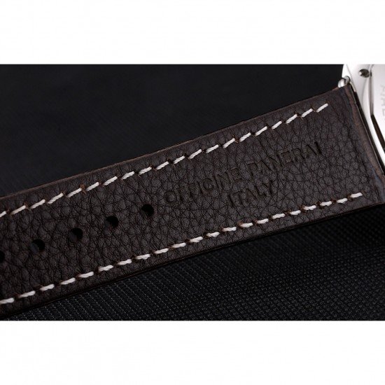 Swiss Panerai Radiomir Black Dial Stainless Steel Case Dark Brown Leather Strap