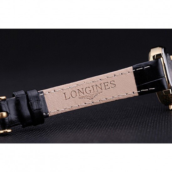 Longines La Grande Classique White Round Dial Gold Case Black Leather Band Small 622383