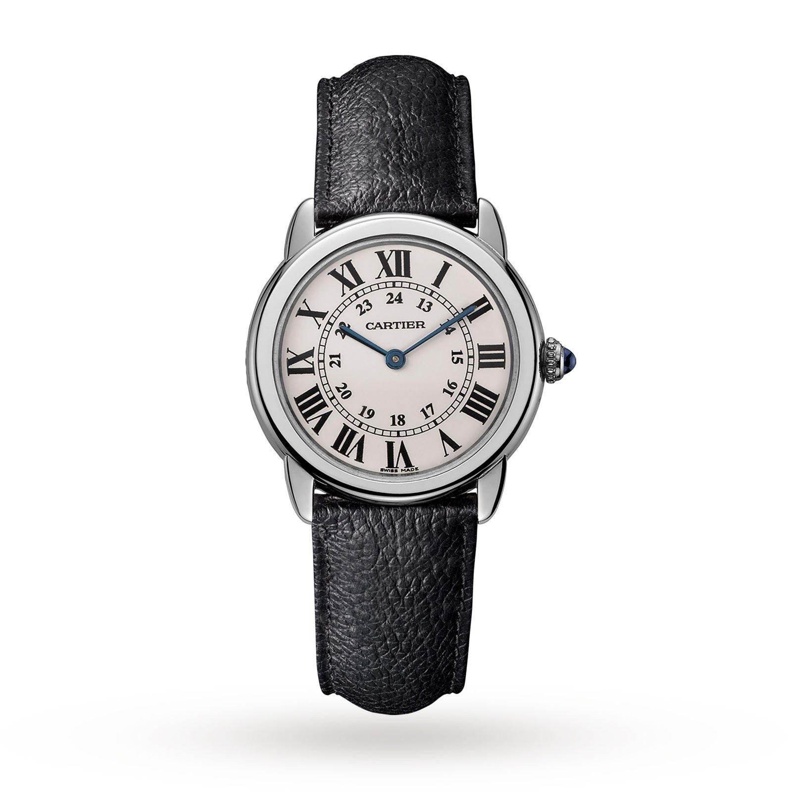 Ronde Solo de Cartier watch, 29mm, steel, leather