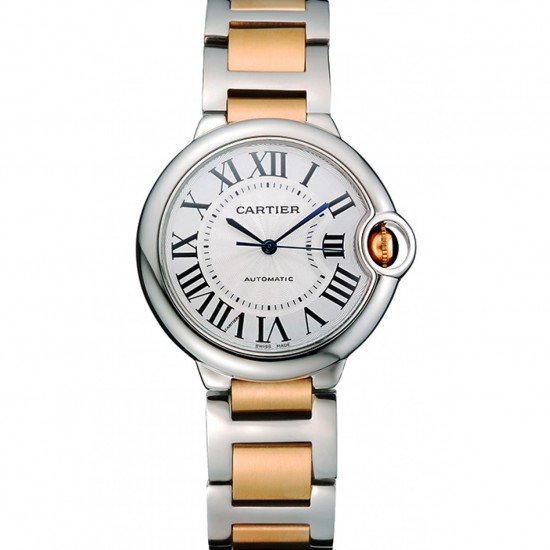 Swiss Cartier Ballon Bleu 36mm Silver Dial Stainless Steel Case Two Tone Gold Bracelet 622878