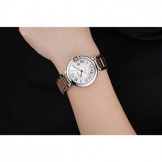 Swiss Cartier Ballon Bleu 36mm Silver Dial Stainless Steel Case Two Tone Gold Bracelet 622878